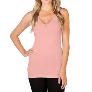 skinnytees | Women's One Size Pink Missy Basic Tank - V-neck